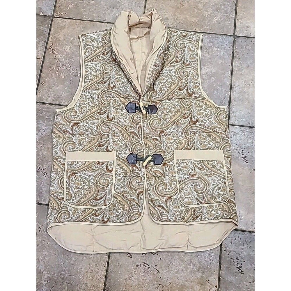 Vintage Paisley y2k Size Large Puffer Roll Neck Down Vest Korean Streetwear